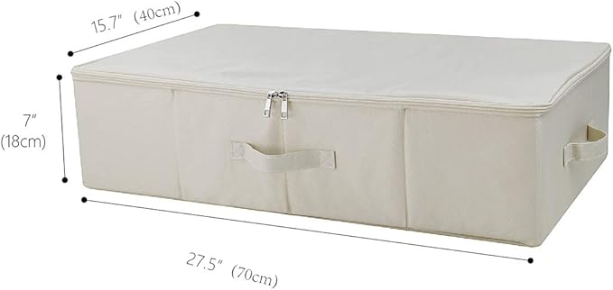 iwill CREATE PRO Folding Under Bed Shoes Storage Organiser Bins with Lid, Underbed Clothes Organizer Basket, Garment Storage Boxes, Beige