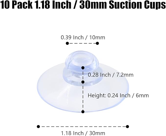 10 Pack Glass Table Suction Cups - 30mm Rubber Suckers With No Hooks, Anti-Collision Clear Plastic Suction Pads For Furniture