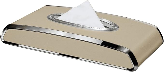Leather car Tissue Holder for car Interior, Multi-Function car Visor Tissue Holder, Armrest & Back Seat Tissue Box for car, car Kleenex Holder (Beige Flat)