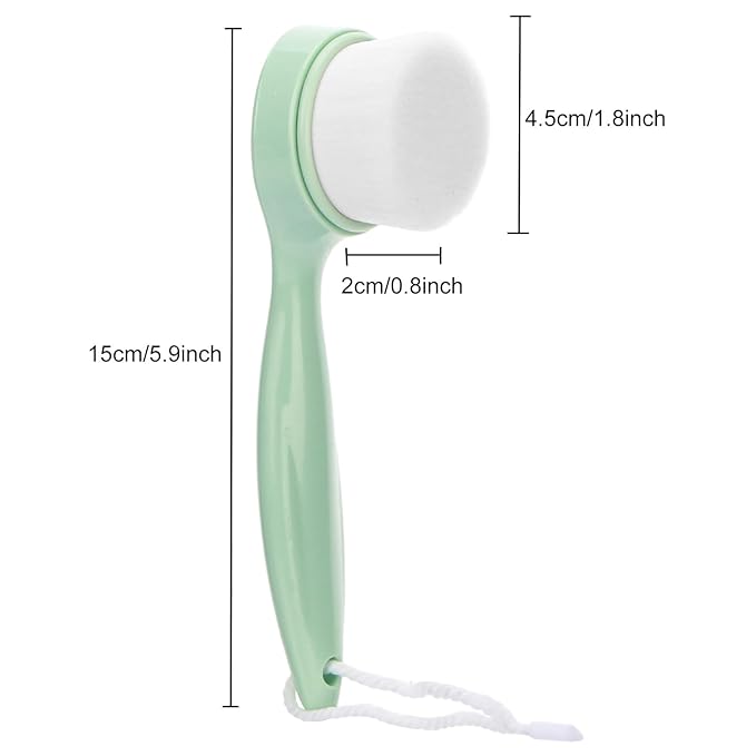 2 Pack Soft Bristle Facial Cleansing Brush for Deep Pore Cleaning, Face Exfoliating Scrub Brush for Face Cleansing Skincare Massaging,Green