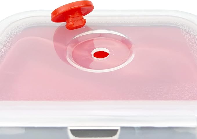 CCyanzi 3-Piece Collapsible Food Storage Containers with Lids, Silicone Lunch Container, Microwave & Freezer Safe, Space Saving for Kitchen Cabinet and Camping Backpack (Red Gray)