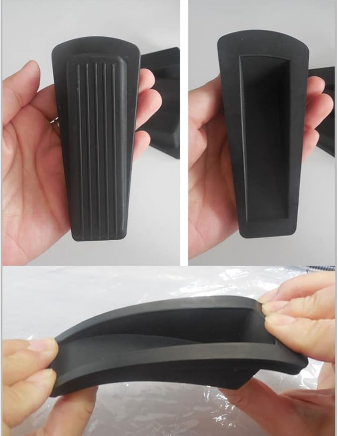 Door Stop, Door Stopper, Door Wedge, 6 Pack Rubber Door Stopper, Rubber Door Stops for Bottom of Door, Works on All Floor Types (Black White)
