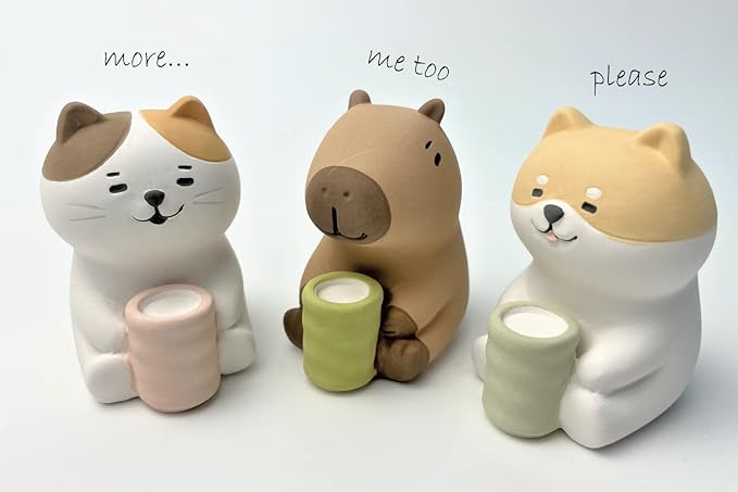 Stone Diffuser Tea-Drinking Animals [ Designed in Japan] Non Electric Passive Diffuser for Essential Oil and Aromatherapy (Ceramic/Clay) (Tea-drinkig Dog)
