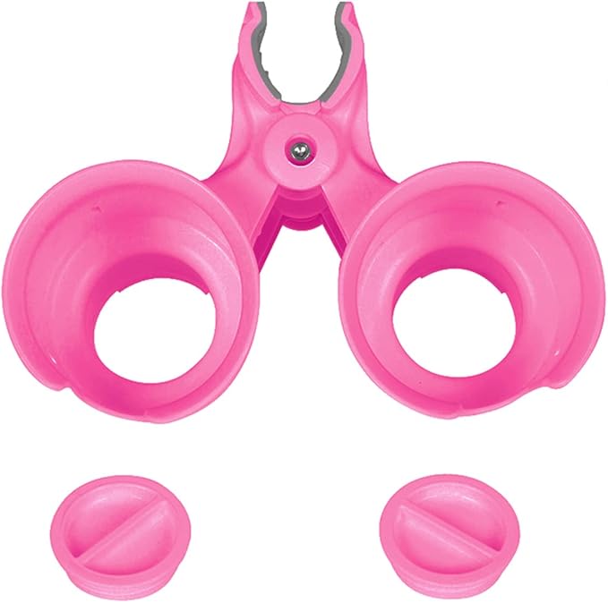 ROBOCUP, (Hot Pink EZ-Spring), Patented Clamp On Boat Cup Holder |Multifunction Dual Drink Caddy for Fishing Poles, Tools, Net |Portable Storage for Boating, Beach, Umbrellas, Golf Carts, Strollers