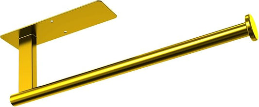 CUXIXA Paper Towel Holder Under Cabinet, Upgraded Adhesive Paper Towel Holder Wall Mount for Kitchen, Bathroom, RV, Bend-Resistant, Self-Adhesive or Drill Mounting, Stainless Steel, Gold