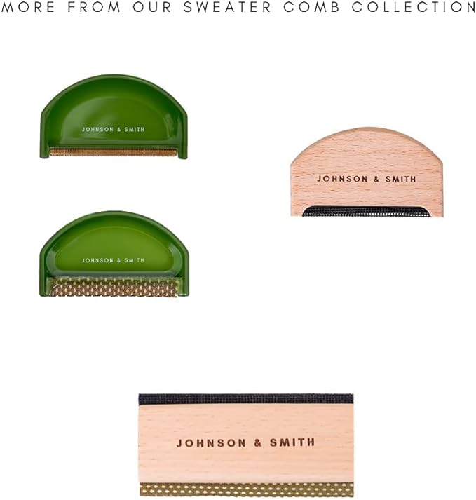Johnson & Smith Sweater Comb - Double Sided Sweater Shaver Lint Scraper - Easy Grip Cashmere Comb - Multifunction Fabric Clothes Shaver Cashmere Pill Remover - Travel Pilling Remover Brush with Pouch