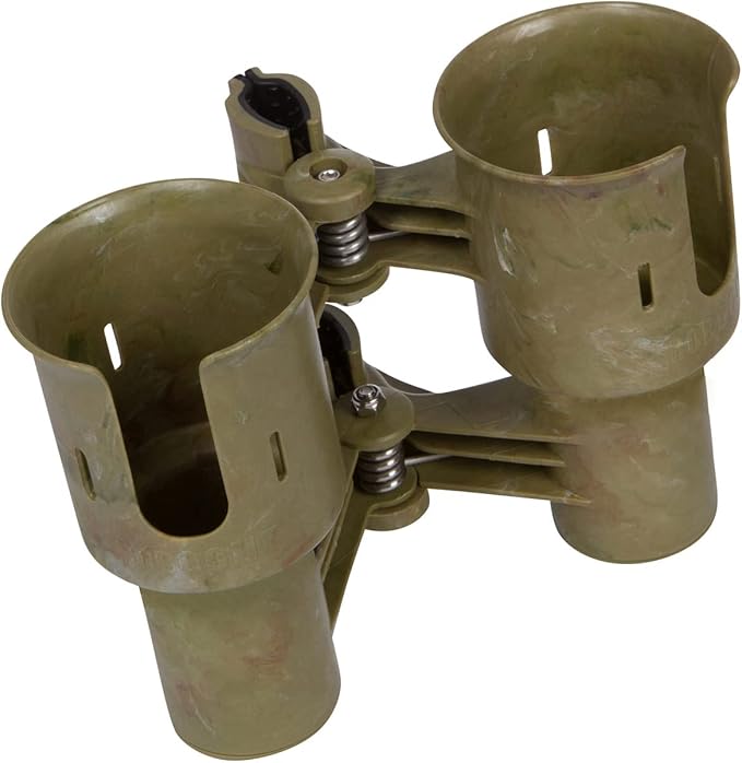 ROBOCUP, (Camo), Patented Boat Cup Holder, Clamp on Portable Storage Caddy Securely Holds 2 Drinks, Fishing Poles, Tools, Marine Gear | Perfect for Boating, Beach Umbrellas, Golf Carts