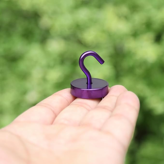 Neosmuk Magnetic Hooks, Cruise Ship Essentials, 80lb+ Heavy Duty Magnetic Hooks for Cruise Cabins, Refrigerator, Grill, Hanging, and Travel | Extra Strong Must-Haves Magnet Hook,Purple