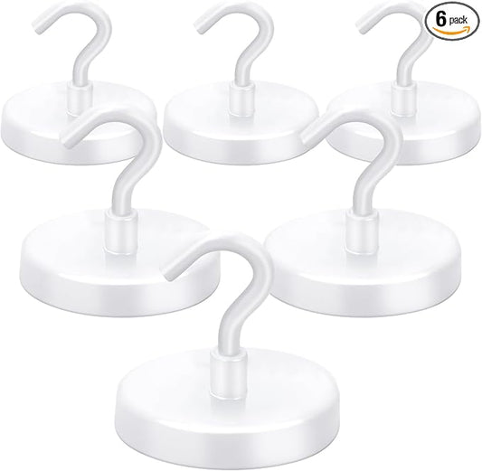 LOVIMAG Cruise Essentials, 170Lbs Cruise Door Magnets, White Magnet Hooks for Cruise Cabin Strong Magnetic Hooks for Hanging, Refrigerator, Celling -6 Pack
