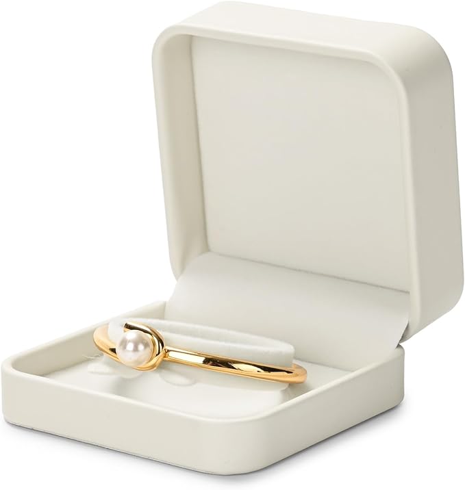 Oirlv Luxury Leather Bracelet Gift Box Jewelry Box Storage Case Organizer Holder for Bracelet Bangle (Creamy-white)