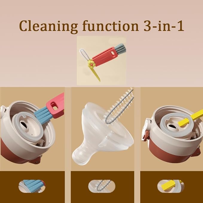 3 in 1 Cup Lid Cleaning Brush, 6PCS Multifunctional Cup Lid Cleaning Brushes with Scraper, Crevice, Angled Brush, for Coffee Mugs, Water Bottles, Tumblers (6)