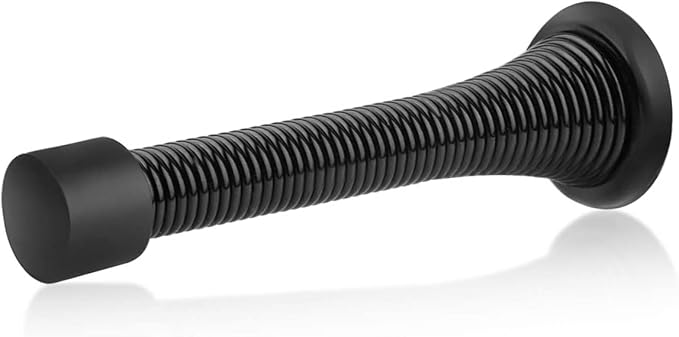 HOMOTEK 52 Pack Black Spring Door Stops, 3-1/8" Heavy Duty Door Stop - Flexible Spring Door Stopper with Low Mounted Black Rubber Bumper Tips
