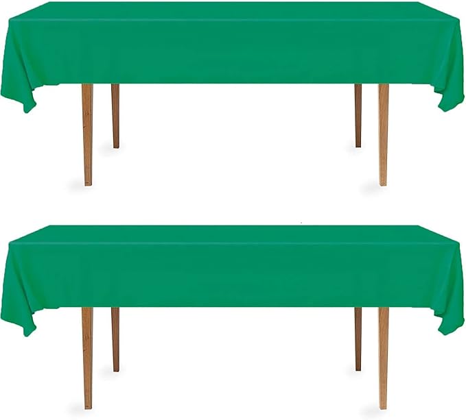 DecorRack 2 Rectangular Tablecloths BPA-Free Plastic, 54 x 108 inch, Dining Table Cloth, Rectangle Table Cover for Parties, Picnic, Camping and Outdoor, Disposable or Reusable, Green (2 Pack)