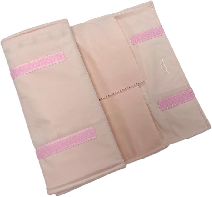 UnionPlus Velvet Travel Jewelry Roll Bag Organizer for Necklace, Elastic Band and Anti-winding, Large, Pink
