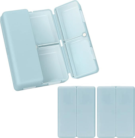 FYY Daily Pill Organizer,2 Pcs 7 Compartments Portable Pill Case Travel Pill Organizer,[Folding Design] Pill Box for Purse Pocket to Hold Vitamins,Cod Liver Oil,Supplements and Medication-Blue