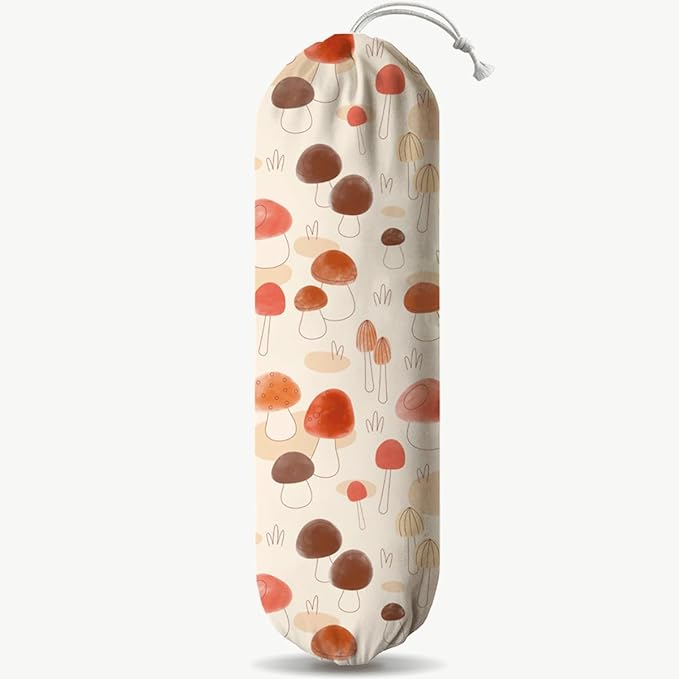 Mushroom Plastic Bag Holder, Reusable Grocery Bags Holder, Washable Hanging Shopping Bag Dispenser for Home Kitchen, Kitchen Housewarming Gifts, Kitchen Pattern Garbage Bag 51