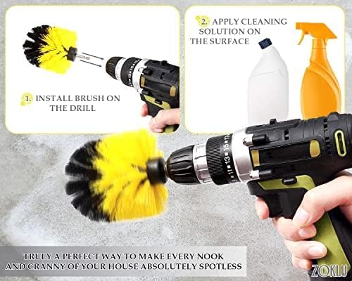 3 Pcs Drill Brush Attachments for Cleaning - Drill Brush Scrubber Set with Nylon Bristles, 2/3.5/4 in Heads, 1/4" Hex Shaft - Versatile for Bathroom Tile, Car Wheels, Garage Floors & Deep Grout Lines