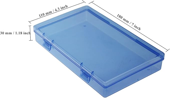 Goodma 4 Pieces Rectangular Plastic Boxes Empty Storage Organizer Containers with Hinged Lids for Small Items and Other Craft Projects (Blue, 7.1 x 4.3 x 1.2 inch)