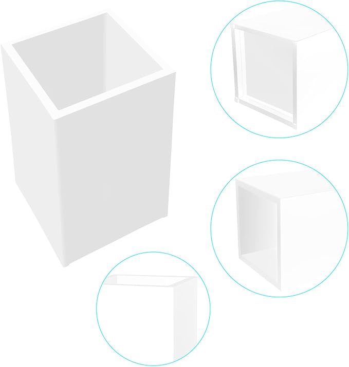 White Acrylic Pencil Pen Holder Cup 2 Pack,Desk Accessories Holder,Makeup Brush Storage Organizer,Modern Design Desktop Stationery Organizer for Office School Home Supplies,2.6x 2.6x 4 inches