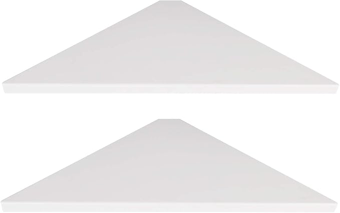 evron Corner Mounting Shelf Set of 2 – Easy to Install Floating Wall Shelves with Wood Grain Finish, Durable and Waterproof ABS Plastic for Kitchen, Bathroom, Living Room Home Décor