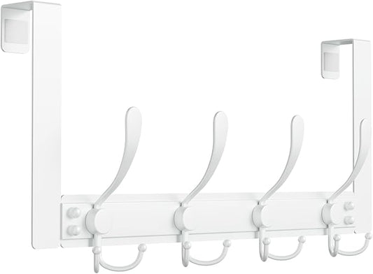Heavy Duty Over The Door Hooks Rustproof - 25lb Over The Door Towel Rack, Over The Door Towel Hook, Door Hanger for Bathroom, Coat Rack Dorm Room Essentials (1Pack, White)