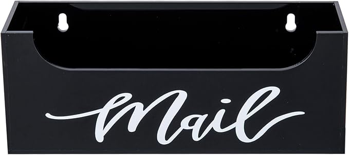 MyGift Premium Smoky Gray Acrylic Mail Holder with Decorative White Cursive Mail Label, Modern Wall Mounted or Tabletop Mailbox, Letter Storage Organizer Box