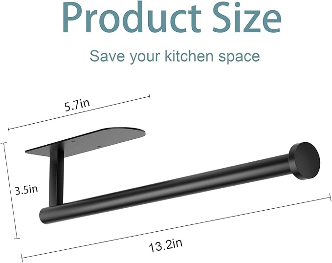 Paper Towel Holder, Self Adhesive or Screw Mounting, Paper Towel Holder Wall Mount, SUS304 Grey Stainless Steel Under Cabinet for Kitchen, Counter, Cabinet, Bathroom