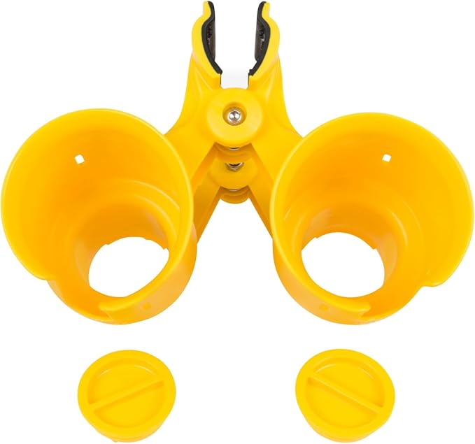ROBOCUP, (Yellow), Patented Clamp On Boat Cup Holder |Multifunction Dual Drink Caddy for Fishing Poles, Tools, Net, Gaff |Portable Storage for Boating, Beach, Umbrellas, Golf Carts, Strollers