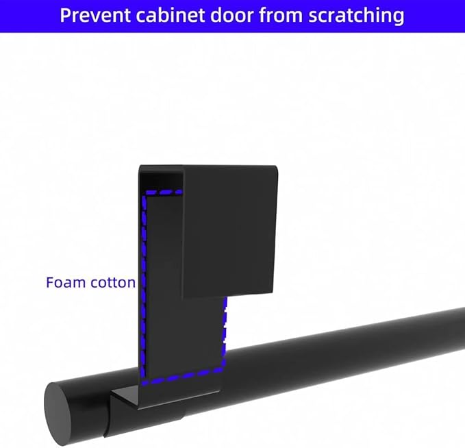 Cabinet Door Towel Bar - Single, Stainless Steel & Matte Black Over Cupboard Door Towel Holder