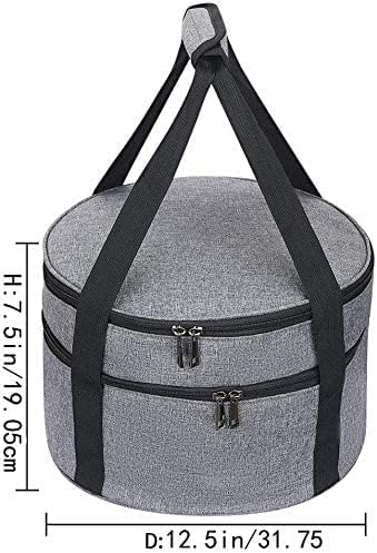 HERSENT Casserole Carrier,Pie Carrier, Insulated Casserole Carrier Storage Bag with Carry Handles, 2 Compartments Insulated Lunch Bag Potluck Carrier Salad Bowl Holder for Picnic Potluck Camping