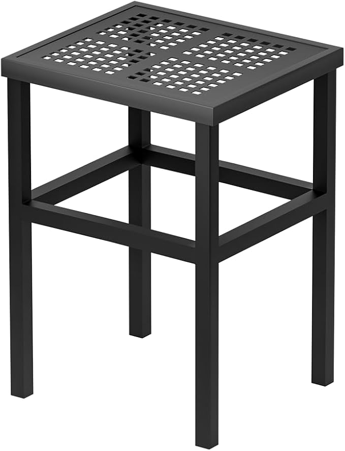 DHYGOTFUR Plant Stand - Indoor/Outdoor Extra-Sturdy 23" tall Aluminum Plant Stand – Ideal for Patios, Gardens, Living Room Decoration (Black)