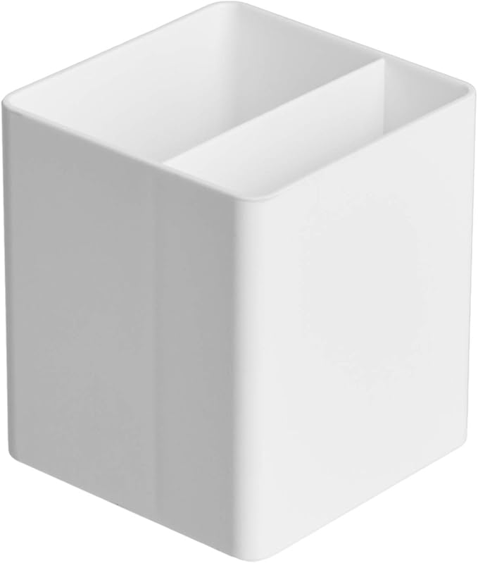 Amazon Basics Plastic Desk Organizer - Pen Cup Holds Pens/Pencils, White