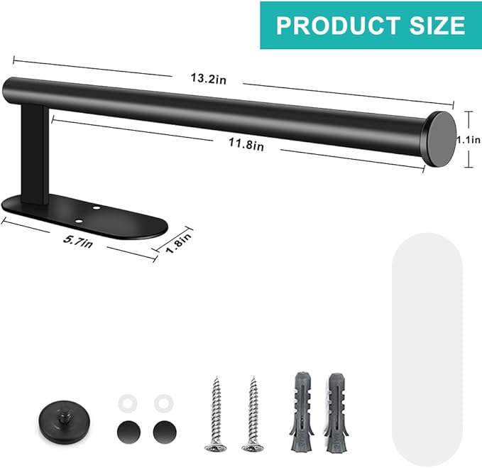MGahyi Paper Towel Holder Wall Mount, Self Adhesive Or Drilling Paper Towel Holder Under Cabinet, 13.2 inch Stainless Steel Kitchen Paper Towel Roll Rack, Bathroom Towel Hanger(Black, 2*Rectangle)