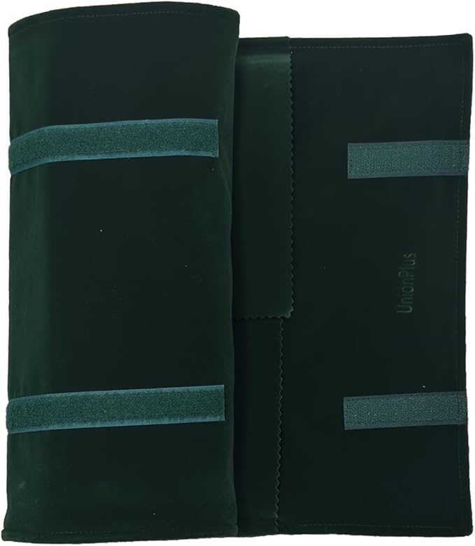 UnionPlus Velvet Travel Jewelry Case Roll Bag for Necklaces Brackets, Great Jewelry Organizer for Travel, Multi Jewelry Organizer, Blackish Green