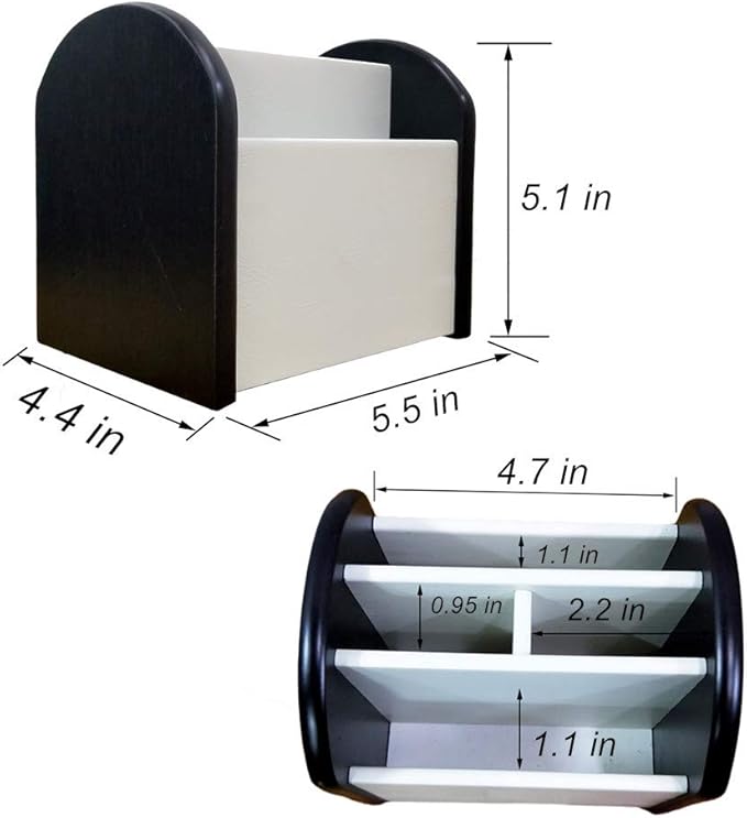 Rotating remote control caddy wood pen/pencil holder for desk organizer Simple black and white small item storage box HeBen7025