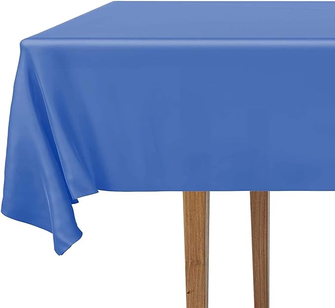 DecorRack 12 Rectangular Tablecloths BPA-Free Plastic, 54 x 108 inch, Dining Table Cloth, Rectangle Table Cover for Parties, Picnic, Camping and Outdoor, Disposable or Reusable, Royal Blue (12 Pack)