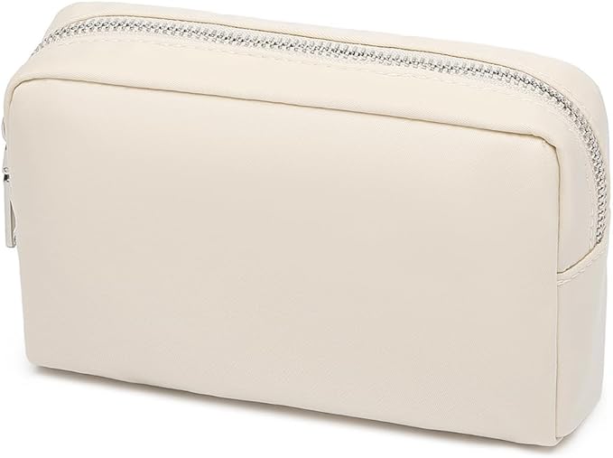 Waterproof Makeup Bag Large Capacity Women's Classic Black Wash Bag Adjustable Partition Wash Bag Brush and Cosmetic Carrying Bag… (Creamy White)