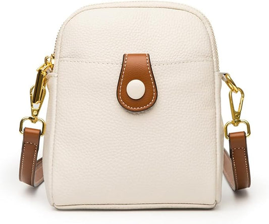 Mudono Small Crossbody Bag for Women Genuine Leather Cell Phone Purse Lightweight Shoulder Bag Vintage Daily Wallet Bag