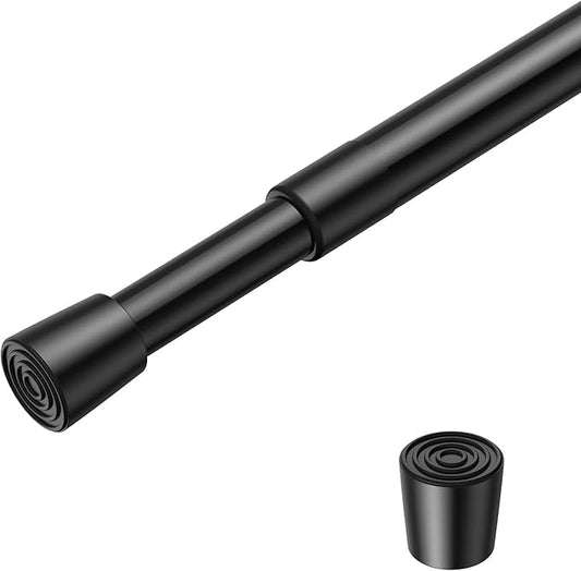 1 Pack Spring Loaded Tension Rod 17-41" Adjustable Curtain Rods No Drill Extendable Spring Rod Tension Curtain Rods For Window Kitchen Shelves Rv Refrigerator And Small Spaces,Black