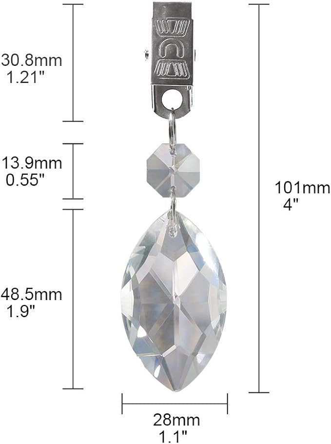 Swpeet 10pcs Lute Tablecloth Weights with Metal Clip Kit, Crystal Glass Teardrop Prisms Pendant for Outdoor Picnic Tables