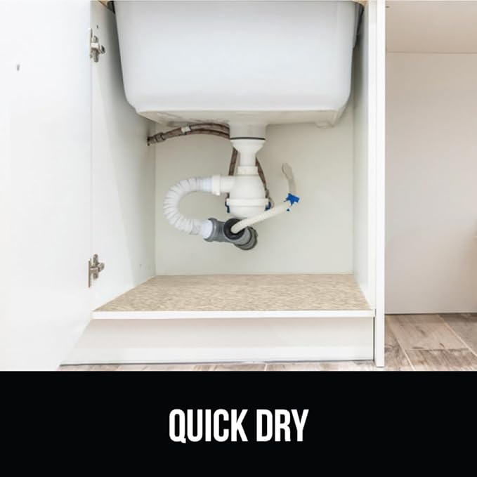 GORILLA GRIP LeakGuard Non-Adhesive Under Sink Mat for Kitchen Cabinet, Waterproof Quick Dry Shelf Liner, Durable Absorbent Felt Mats for Bathroom Sinks, Cabinets, Dresser, Easy to Trim, 24x30 Beige