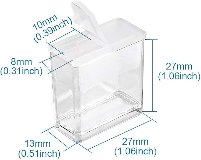FASHEWELRY 20Pcs 1x1” Plastic Flip Top Seed Bead Small Storage Containers Diamond Painting Box Rectangle Transparent Box Organizers for 5D Embroidery Diamond drill, Nail art & Glitter