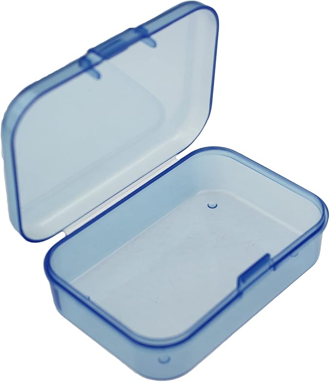 Goodma 30 Pieces Mini Rectangular Plastic Boxes Empty Storage Organizer Containers with Hinged Lids for Small Items and Other Craft Projects (Blue, 2.6 x 1.8 x 0.8 inch)