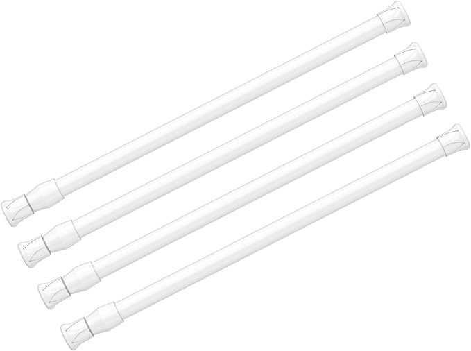 AIZESI Spring Tension Curtain Rods Short Tension Rod (White,12" to 19"-4Pcs)
