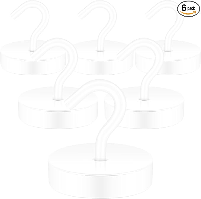 Neosmuk Magnetic Hooks, Cruise Ship Essentials, 120lb+ Heavy Duty Magnetic Hooks for Cruise Cabins, Refrigerator, Grill, Hanging, and Travel | Extra Strong Must-Haves Magnet Hook,White