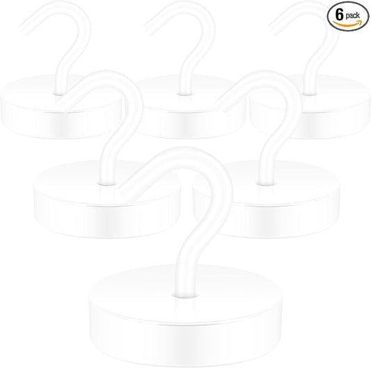 Neosmuk Magnetic Hooks, Cruise Ship Essentials, 120lb+ Heavy Duty Magnetic Hooks for Cruise Cabins, Refrigerator, Grill, Hanging, and Travel | Extra Strong Must-Have Magnet Hook, White