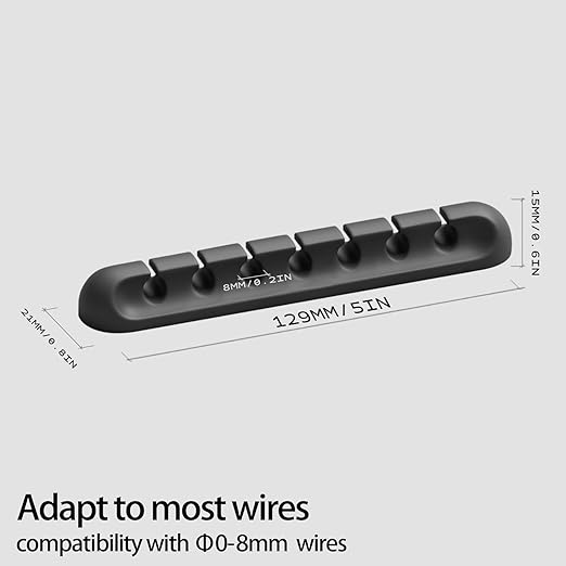 USB Cable Organizer Clips Cord Holder,6 Packs (7-Slots) Black Self Adhesive Desk Cord Cable Management