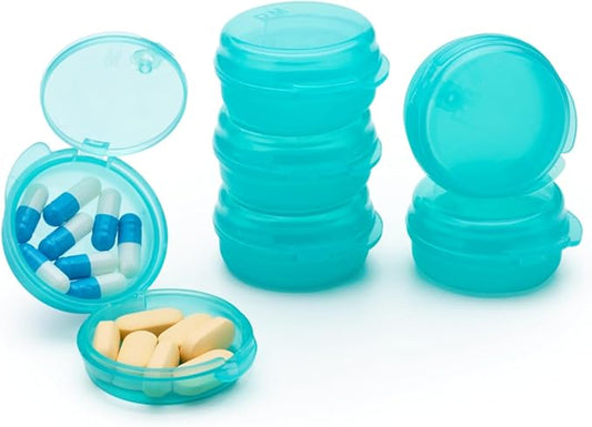 Small Pill Case for Purse Pocket (6 Pack), Double-Layer Pill Box, Portable Medicine Organizer Travel Pillbox, Cute Pill Container Holder,Multifunctional Mini Storage Box (Green)