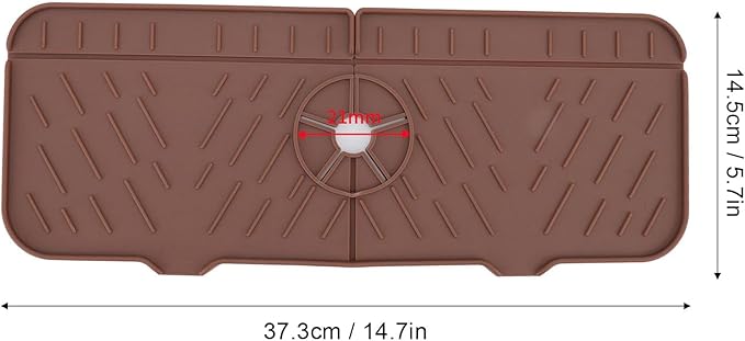 OUKENS Sponge Holder for Kitchen Sink, Silicone Faucet Mat for Kitchen Sink - Reusable Splash Guard & Drip Catcher Tray, Washable Countertop Water Absorbent Mat for Bathroom, RV (Brown)
