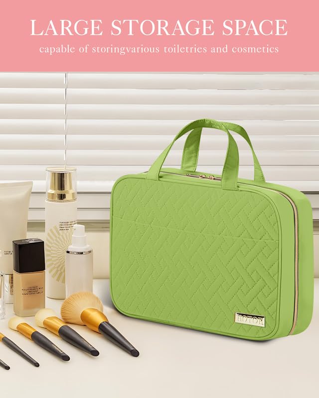 HOTOR Travel Toiletry Bag - Hanging Toiletry Bag for Women & Men, Makeup Bag/Big Compartment, Waterproof for Travel Accessories, Travel Essentials, Medium, Avocado Green